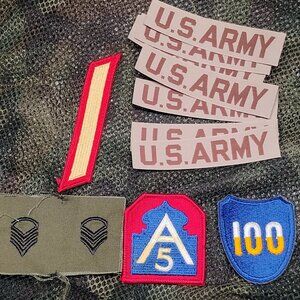 BUNDLE 12 US MILITARY WWII A5 100th INFANTRY USMC RED GOLD STRIPE LOT PATCHES
